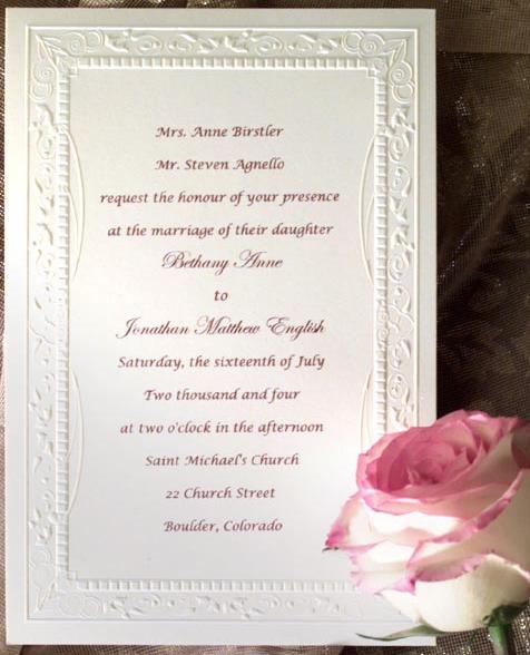 Sample wedding invitation wording format