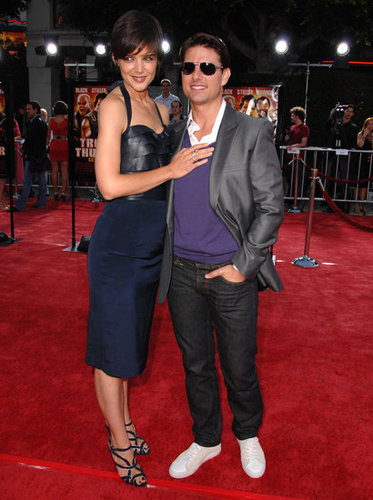Katie Holmes and Tom Cruise looked flirty on the red carpet at his LA premiere of Tropic Thunder in August 2008.
Katie Holmes and Tom Cruise looked flirty on the red carpet at his LA premiere of Tropic Thunder in August 2008.
