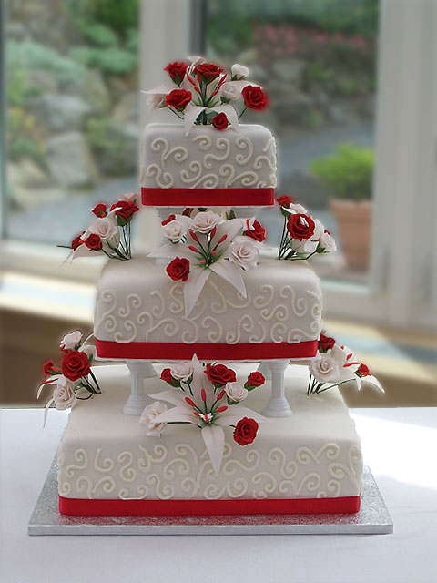 Red, White Black, weddings cakes