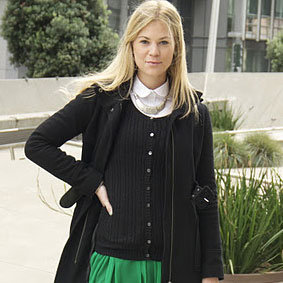 Black Cardigans and Green Skirts Street Style