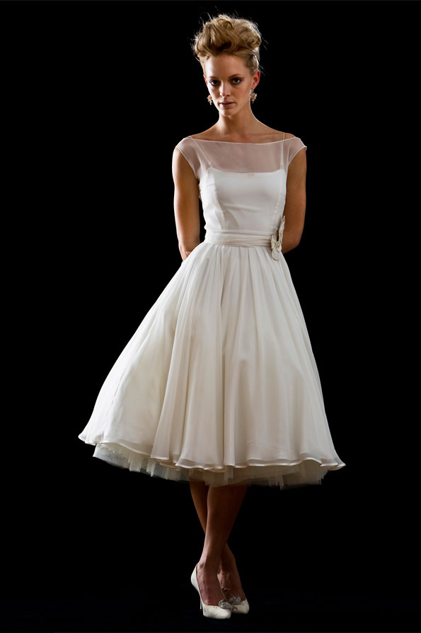 retro tea length wedding dresses