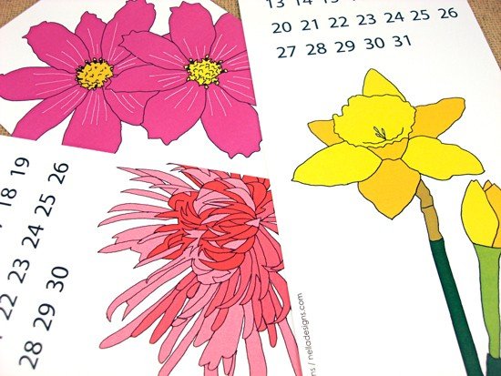 Year in Bloom Printable 2012 Calendar ($9)