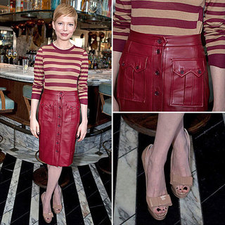 Michelle Williams Jason Wu Red Leather Skirt