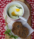 Baked Eggs with Crispy Potato Cakes