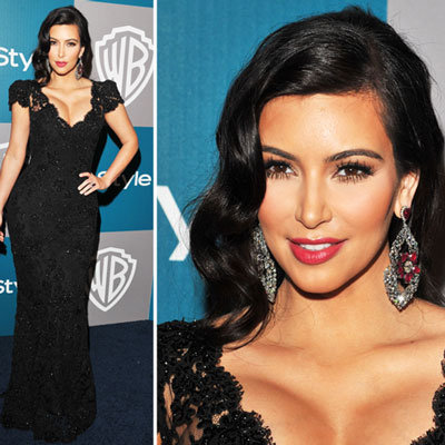 Kim Kardashian Sticks To Her Sultry Glamour For The Golden Globes After Party Circuit