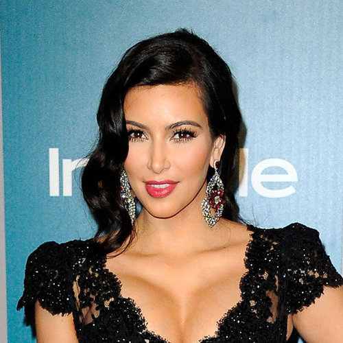 Kim Kardashian Hair and Makeup at the 2012 Golden Globes InStyle After Party