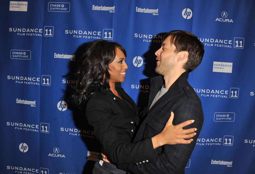 Kerry Washington got a big hug from Toby Maguire at the premiere of The Details in 2011.
Kerry Washington got a big hug from Toby Maguire at the premiere of The Details in 2011.
