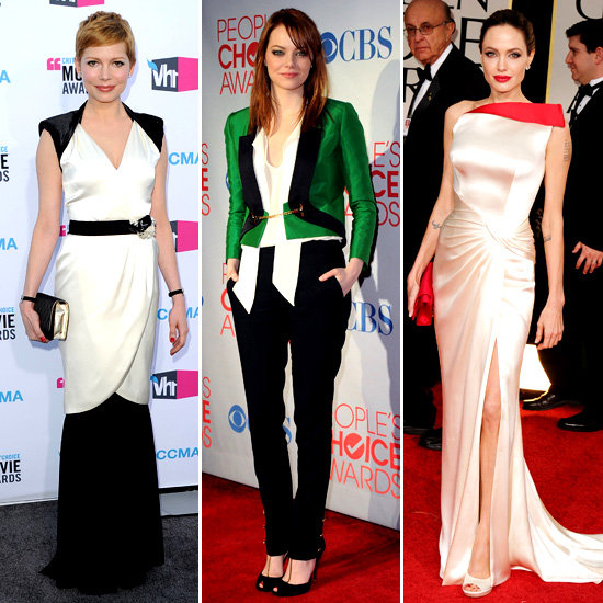 Pictures of Best Dressed Celebrities Angelina Jolie, Emma Stone, Michelle Williams, Lea Michele and More From 2012 Awards Season
