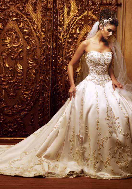 Allure white and gold wedding dresses looks outstanding