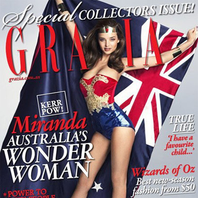 Miranda Kerr Sexy Wonder Woman Cover on Grazia Magazine Australia Day Issue