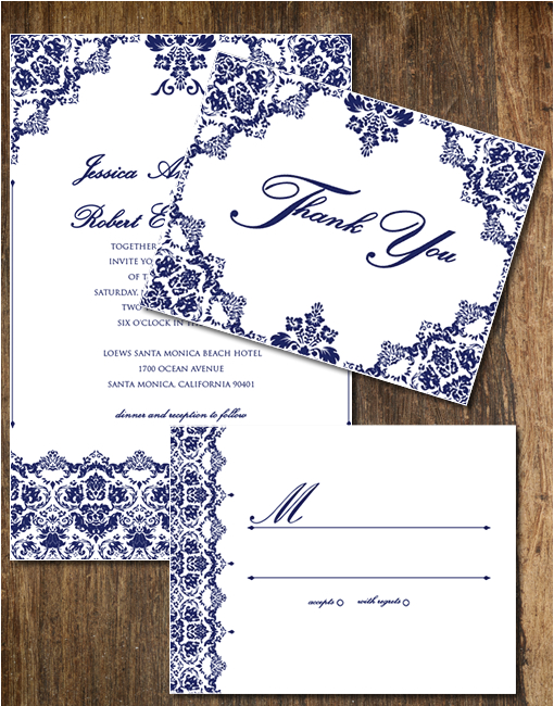 free damask wedding invitations templates