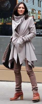 Katherine McPhee Wrap Coat Stud Bag NYC