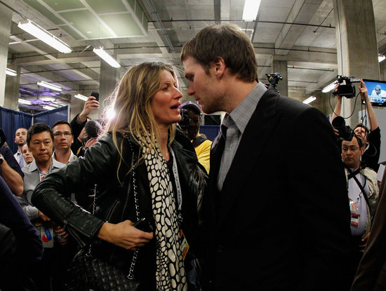 New England Patriot Tom Brady and wife Gisele Bündchen chatted after his team's loss in 2012.
New England Patriot Tom Brady and wife Gisele Bündchen chatted after his team's loss in 2012.