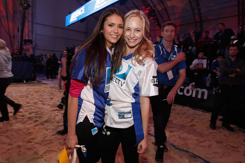 Nina Dobrev cuddled up to game opponent Candice Accola before the sixth annual Celebrity Beach Bowl Game in 2012.
Nina Dobrev cuddled up to game opponent Candice Accola before the sixth annual Celebrity Beach Bowl Game in 2012.