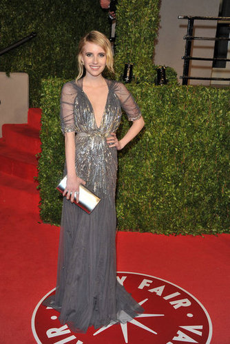 Emma glowed in a shimmering Jenny Packham gown at the Vanity Fair Oscar party in February 2011.
Emma glowed in a shimmering Jenny Packham gown at the Vanity Fair Oscar party in February 2011.