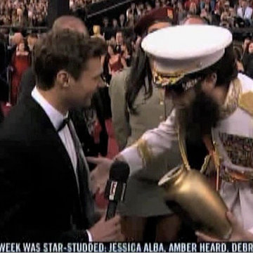 Sacha Baron Cohen Spilling Ashes on Ryan Seacrest Video