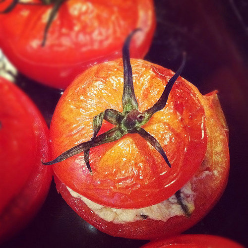 Vegan Goat Cheese Stuffed Oven-Roasted Tomatoes Vegan Goat Cheese Stuffed Oven-Roasted Tomatoes