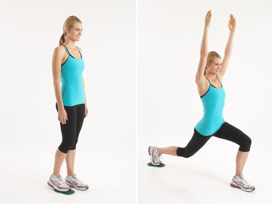 Valslide Reverse Lunge With Arms Up Valslide Reverse Lunge With Arms Up