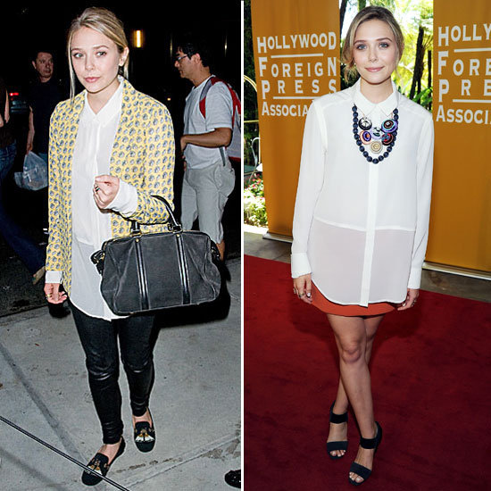 Elizabeth Olsen makes perfect use of a staple white blouse. The semi-sheer button-down works just as well with edgier leather bottoms as it does for a more femme and polished style.
4815007
Elizabeth Olsen makes perfect use of a staple white blouse. The semi-sheer button-down works just as well with edgier leather bottoms as it does for a more femme and polished style.
4815007