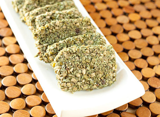 Raw spirulina energy crunch bars, also from the Healthful Pursuit, are an inventive way to get a boost of spirulina. With coconut and sunflower seeds mixed in, these bars make a low-cal, nutritious snack.
Raw spirulina energy crunch bars, also from the Healthful Pursuit, are an inventive way to get a boost of spirulina. With coconut and sunflower seeds mixed in, these bars make a low-cal, nutritious snack.