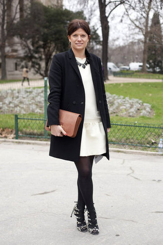 A chic palette and understated sheath gets amped up with lace-up stilettos.
A chic palette and understated sheath gets amped up with lace-up stilettos.