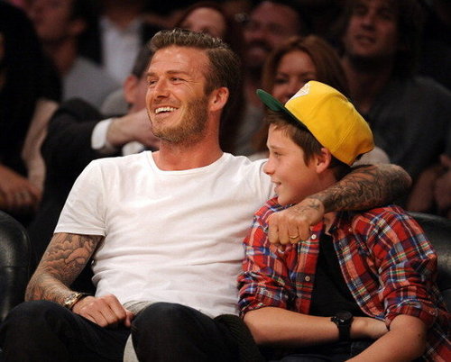 David and Brooklyn Beckham got cute at a basketball game in LA in March 2012.
David and Brooklyn Beckham got cute at a basketball game in LA in March 2012.