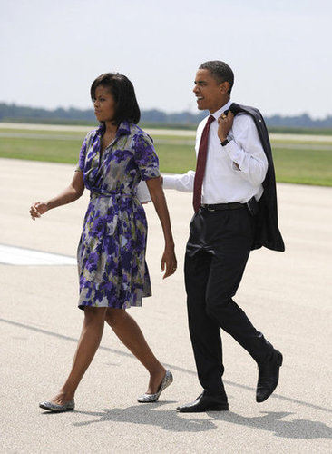 Barack kept Michelle close as they landed in Illinois in August.
Barack kept Michelle close as they landed in Illinois in August.