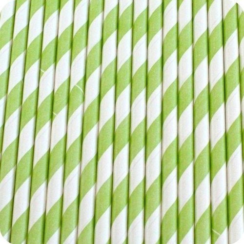25 Green Striped Straws and DIY Flags