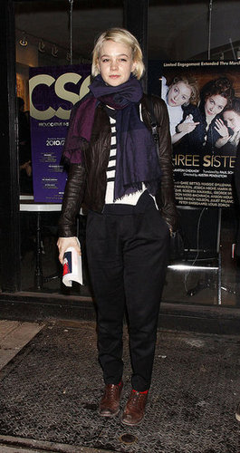 Carey Mulligan in Stripes and Leather