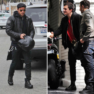 Orlando Bloom Fixing Motorcycle Pictures