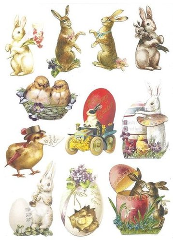Vintage Bunny and Chick Motifs Vintage Bunny and Chick Motifs
