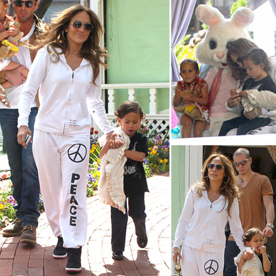 Jennifer Lopez Takes the Twins to Meet the Easter Bunny in West Hollywood on Thursday (April 5).
