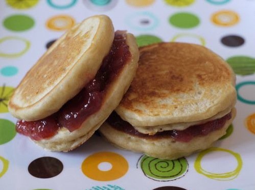 Peanut Butter and Jelly Pancake Sandwiches Peanut Butter and Jelly Pancake Sandwiches