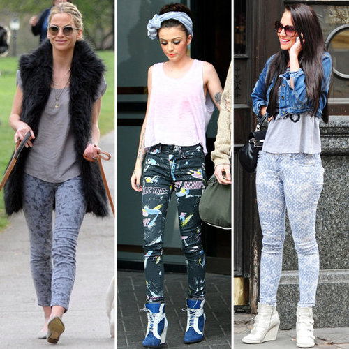 Sarah Harding, Cher Lloyd and Tulisa in Printed Denim Trend