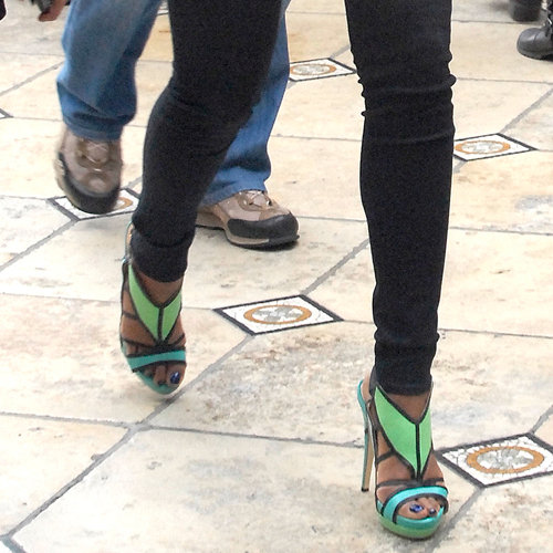 Gabrielle Union Green Platform Sandals