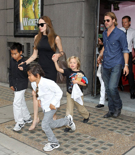 Brad Pitt and Angelina Jolie took their oldest kids to see a play in London in August 2011.
Brad Pitt and Angelina Jolie took their oldest kids to see a play in London in August 2011.