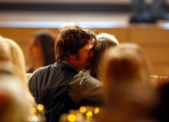 Brad Pitt whispered into Angelina Jolie's ear at the Critics' Choice Awards in January 2008.
Brad Pitt whispered into Angelina Jolie's ear at the Critics' Choice Awards in January 2008.