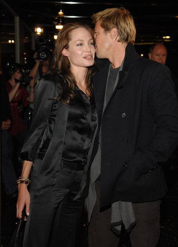 Brad Pitt shared a secret with Angelina Jolie at the January 2007 LA premiere of God Grew Tired of Us.
Brad Pitt shared a secret with Angelina Jolie at the January 2007 LA premiere of God Grew Tired of Us.