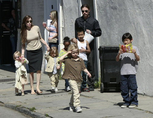 The entire Jolie-Pitt brood went for a walk together during a stay in New Orleans in March 2011.
The entire Jolie-Pitt brood went for a walk together during a stay in New Orleans in March 2011.
