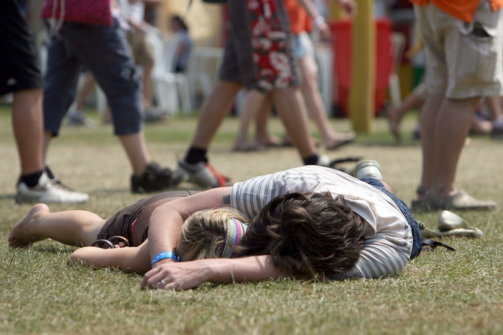 A pair relaxed together during the Isle of Wight Festival in the Isle of Wight, England.
A pair relaxed together during the Isle of Wight Festival in the Isle of Wight, England.