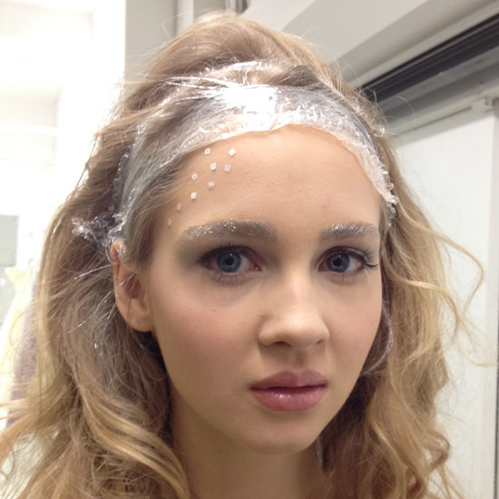 This highsparkle look from the Angel Sanchez Bridal runway has avantgarde 