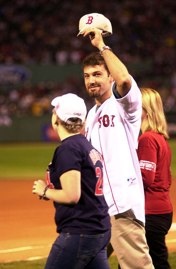Ben Affleck threw the first pitch for his hometown team, the Boston Red Sox, in August 2003.
Ben Affleck threw the first pitch for his hometown team, the Boston Red Sox, in August 2003.