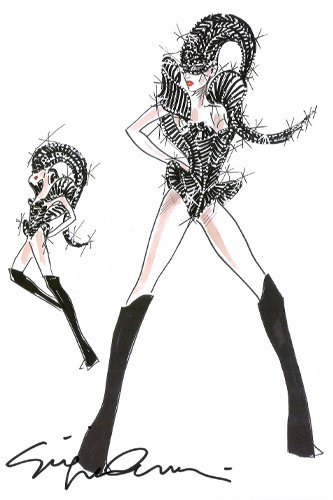 Lady Gaga's 2012 Giorgio Armani Costume Sketches Lady Gaga's 2012 Giorgio Armani Costume Sketches