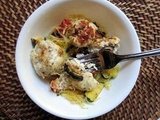 Goat Cheese Stuffed Chicken Meatballs with Spaghetti Squash & Basil