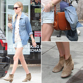 Kate Bosworth Mulberry Shirt and Cutoffs April 25, 2012