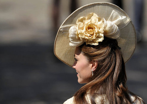 The elaborate floral detail on her Gina Foster hat.
The elaborate floral detail on her Gina Foster hat.