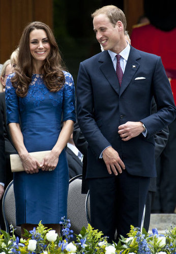 The couple were all smiles during their tour through Canada last Summer. Kate donned a blue lace-shouldered Erdem dress and toted a long cream clutch to offset the bold hue.
The couple were all smiles during their tour through Canada last Summer. Kate donned a blue lace-shouldered Erdem dress and toted a long cream clutch to offset the bold hue.