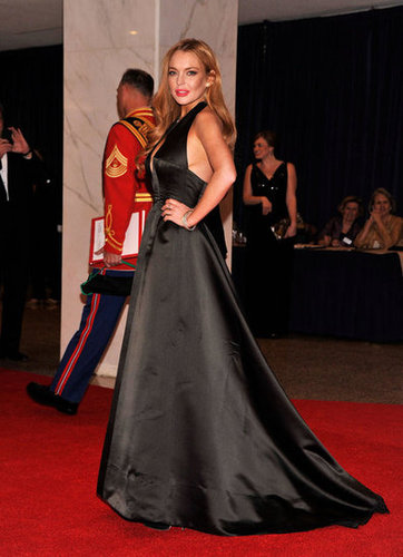 Lindsay Lohan posed in a gorgeous black gown.
Lindsay Lohan posed in a gorgeous black gown.