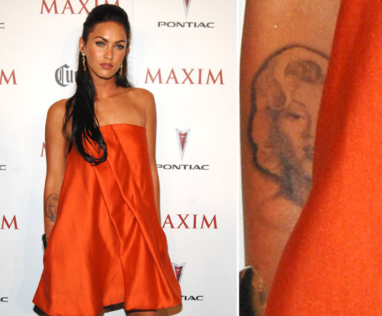 Megan Fox has a forearm tattoo of Marilyn Monroe. She's in the process of having it removed now.
Megan Fox has a forearm tattoo of Marilyn Monroe. She's in the process of having it removed now.