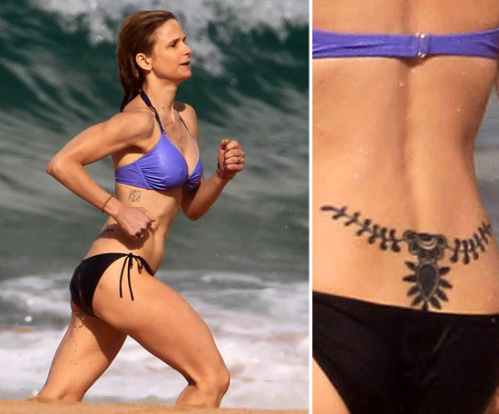 Kyra Sedgwick debuted a large design on the small of her back.
Kyra Sedgwick debuted a large design on the small of her back.